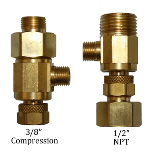 3/8 COMP. or 1/2 NPT BRASS TEE