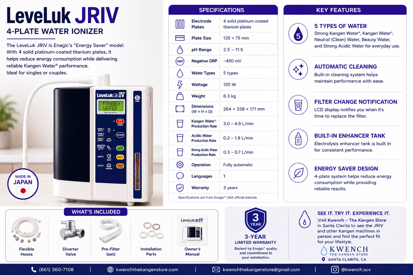 Kangen Water® Leveluk JRIV – 4-Plate Water Ionizer